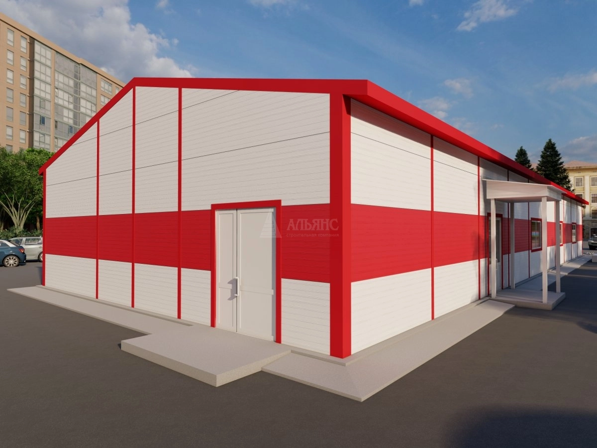 3D визуализация Магазин из сэндвич-панелей - фото 1