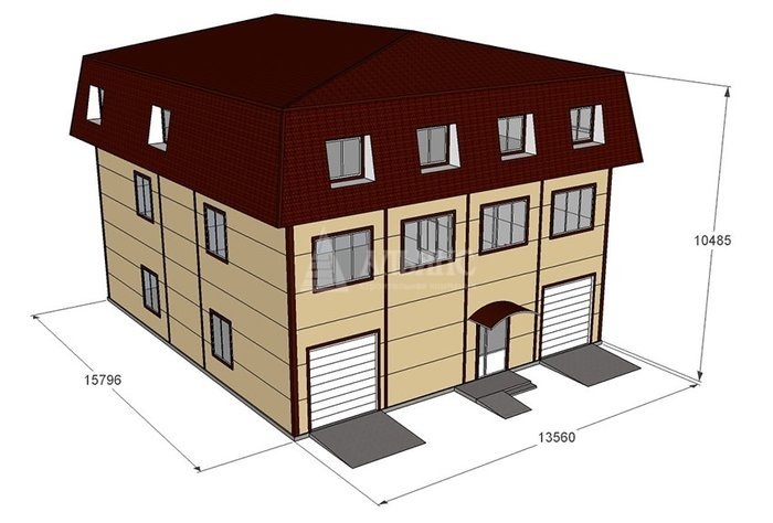 3D визуализация Торгово-офисное здание из сэндвич-панелей - фото 1